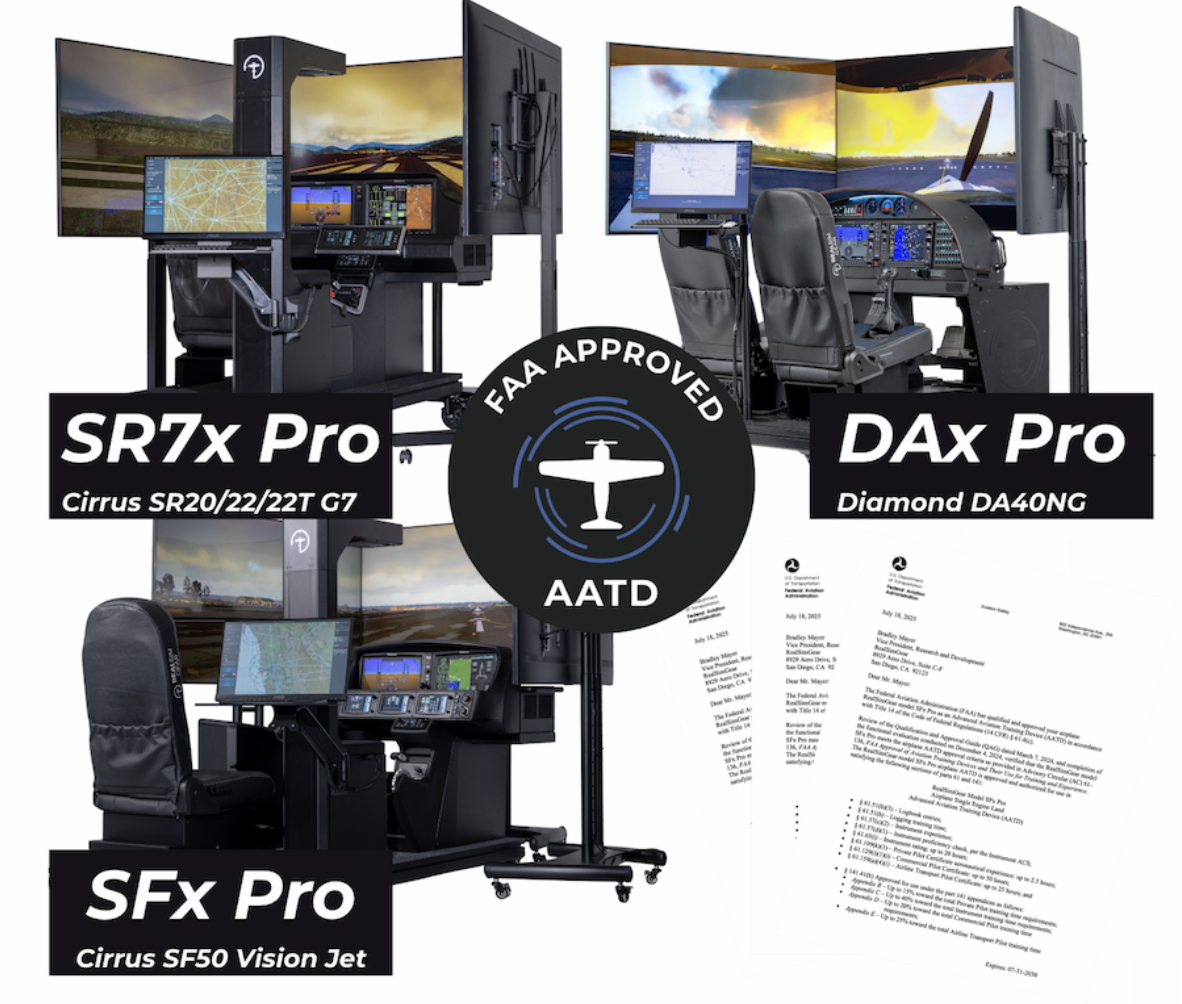 RealSimGear Achieves FAA AATD Approval for Three Professional-Grade Flight Simulators